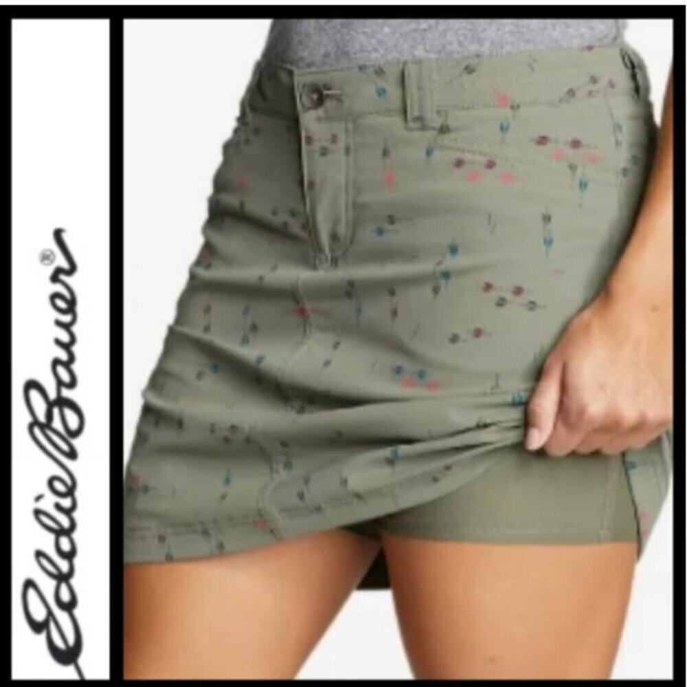 Eddie Bauer Olive Print Adventurer Skort Size 6